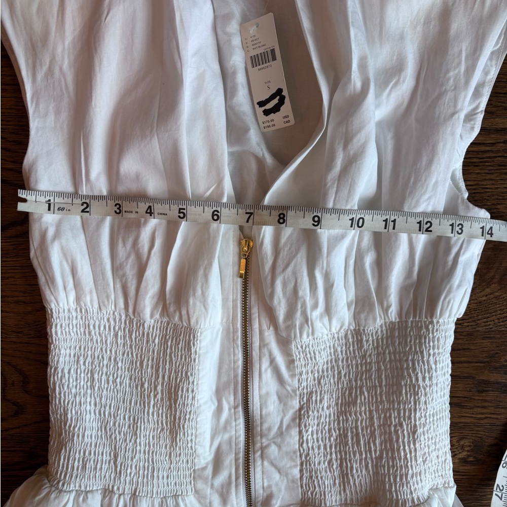 Anthropologie White Cotton Midi Dress NWT Smocked Waist Size Small Pockets Lined - Picture 5 of 11